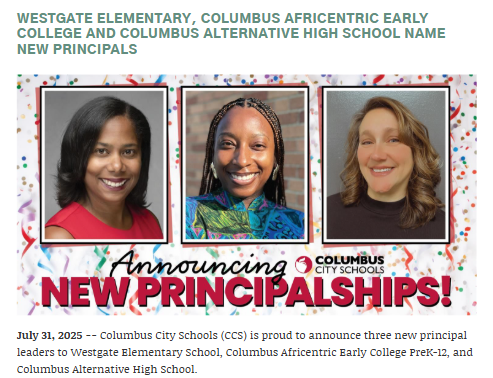Meet the new principals shaping Columbus schools