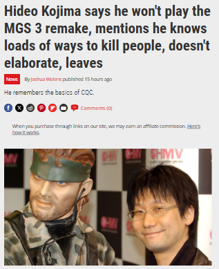 Kojima Drops Wild Assassin Claim 😳