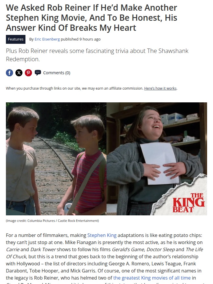 Rob Reiner’s Stephen King Trilogy Dream 💔
