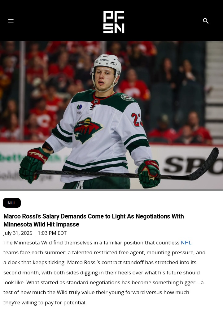 Wild’s contract standoff with Marco Rossi heats up