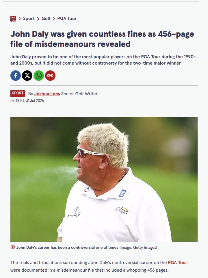 John Daly’s Wild PGA Fines File Drops