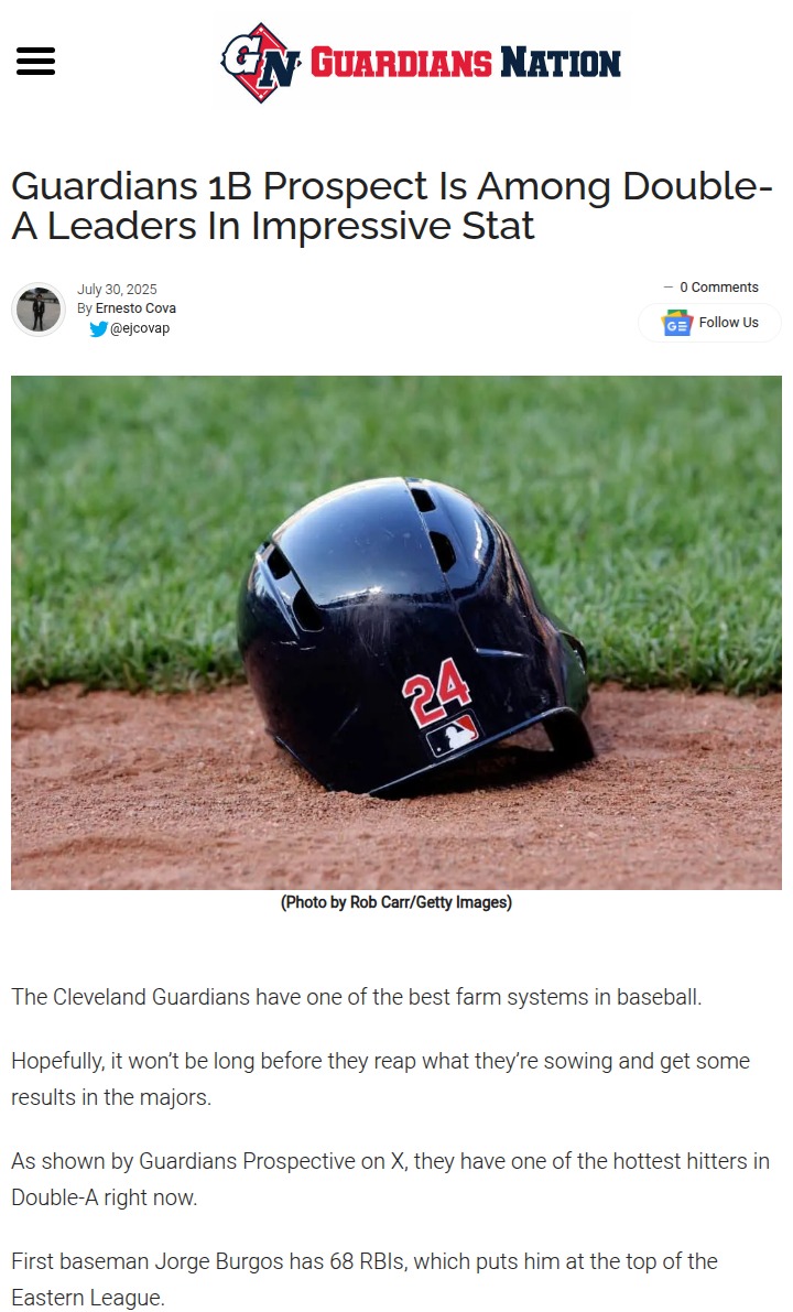 Guardians fans: Is Jorge Burgos the answer at 1B?
