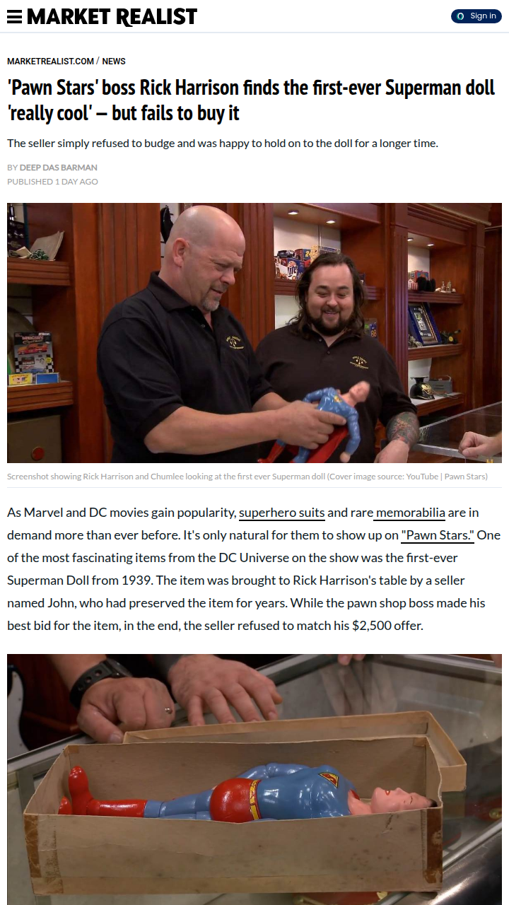 Rick Harrison's Superman Doll Fail! 🦸‍♂️