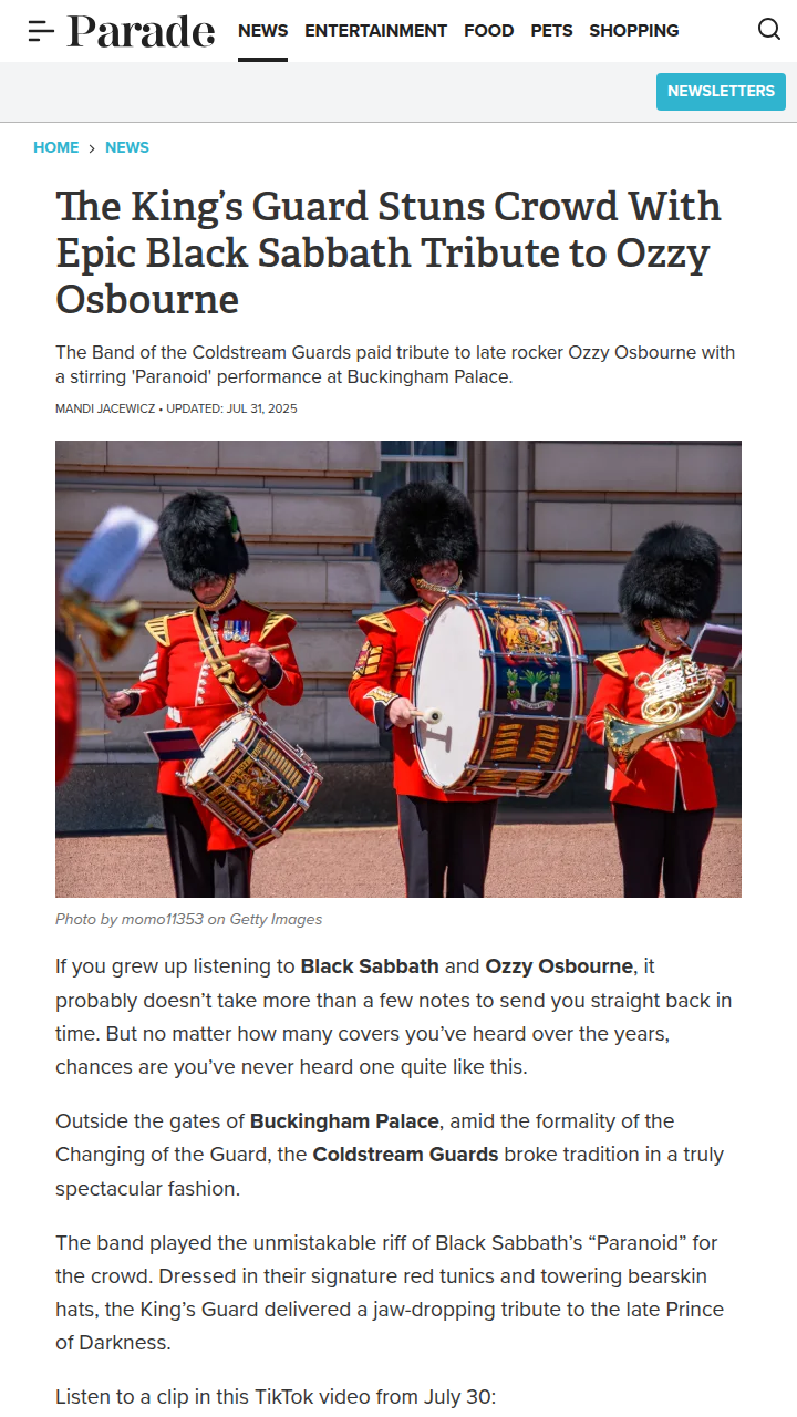 King’s Guard Goes Full Ozzy at Palace 🎸