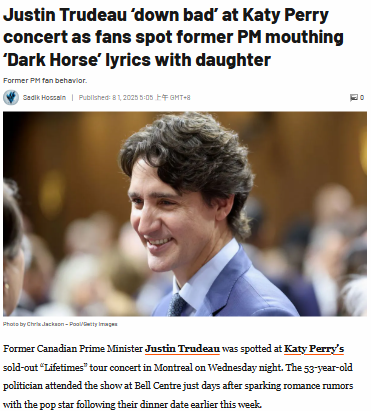 Trudeau Caught Mouthing ‘Dark Horse’ at Katy Perry 🎤