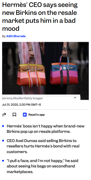 Why Hermès Hates Seeing Birkins on Resale Apps