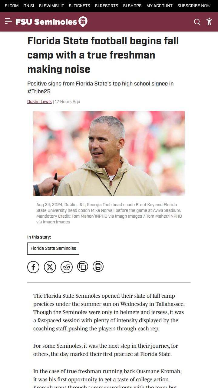 Freshman Kromah turning heads at FSU camp
