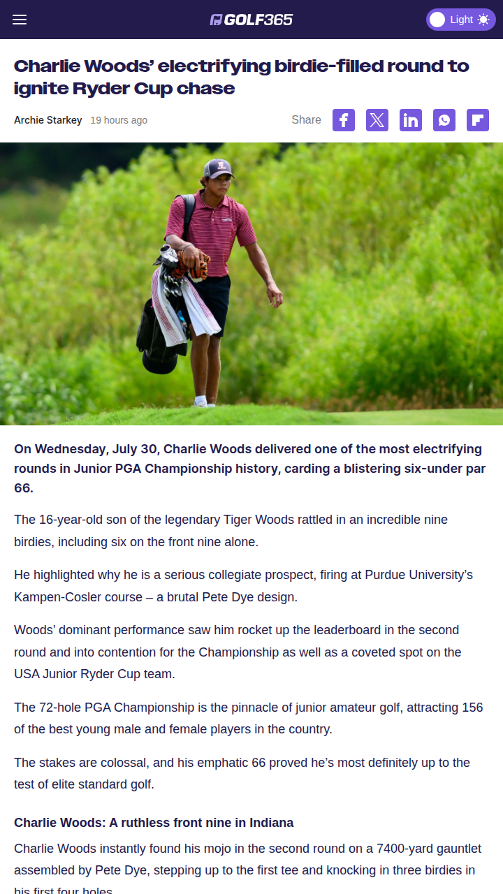 Charlie Woods Shakes Up Junior PGA