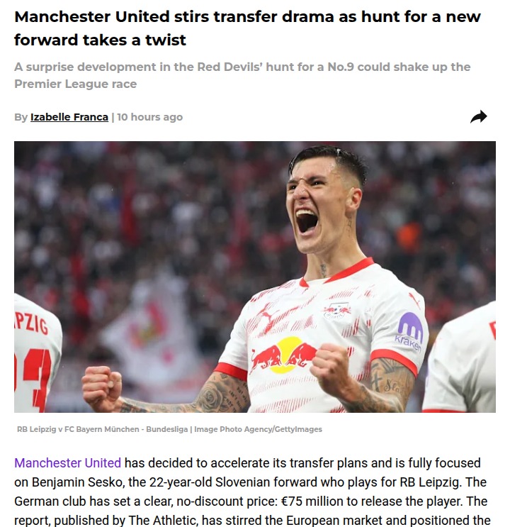 Red Devils’ €75M Sesko Gamble: Rivalry Heats Up