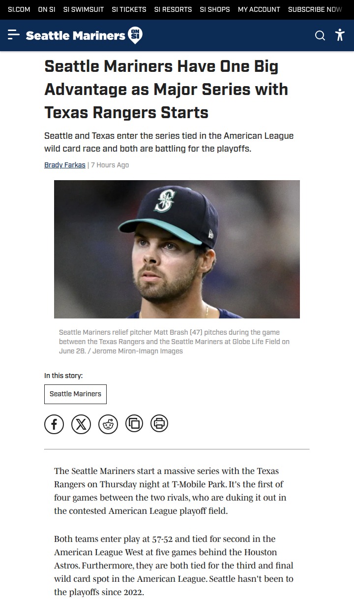 Mariners’ playoff edge: Tie-breaker over Rangers