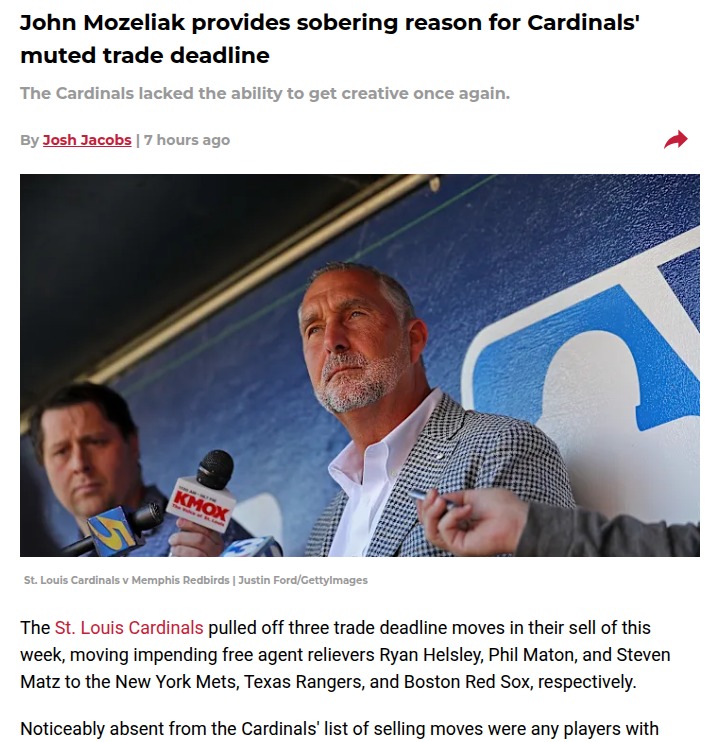 Cardinals’ trade deadline: Playing it safe or missing out?