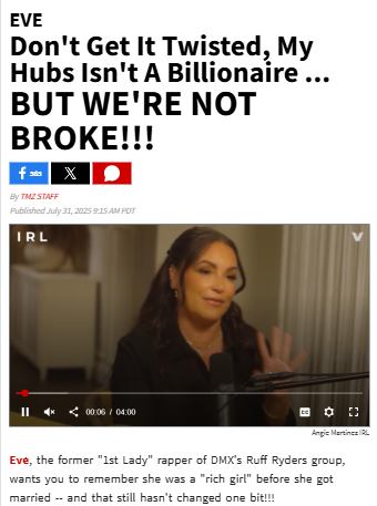 Eve Sets the Record Straight on Her Marriage