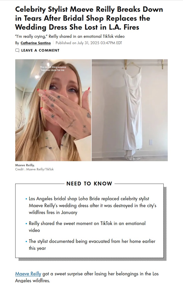 A wedding dress lost to L.A. fires, found again
