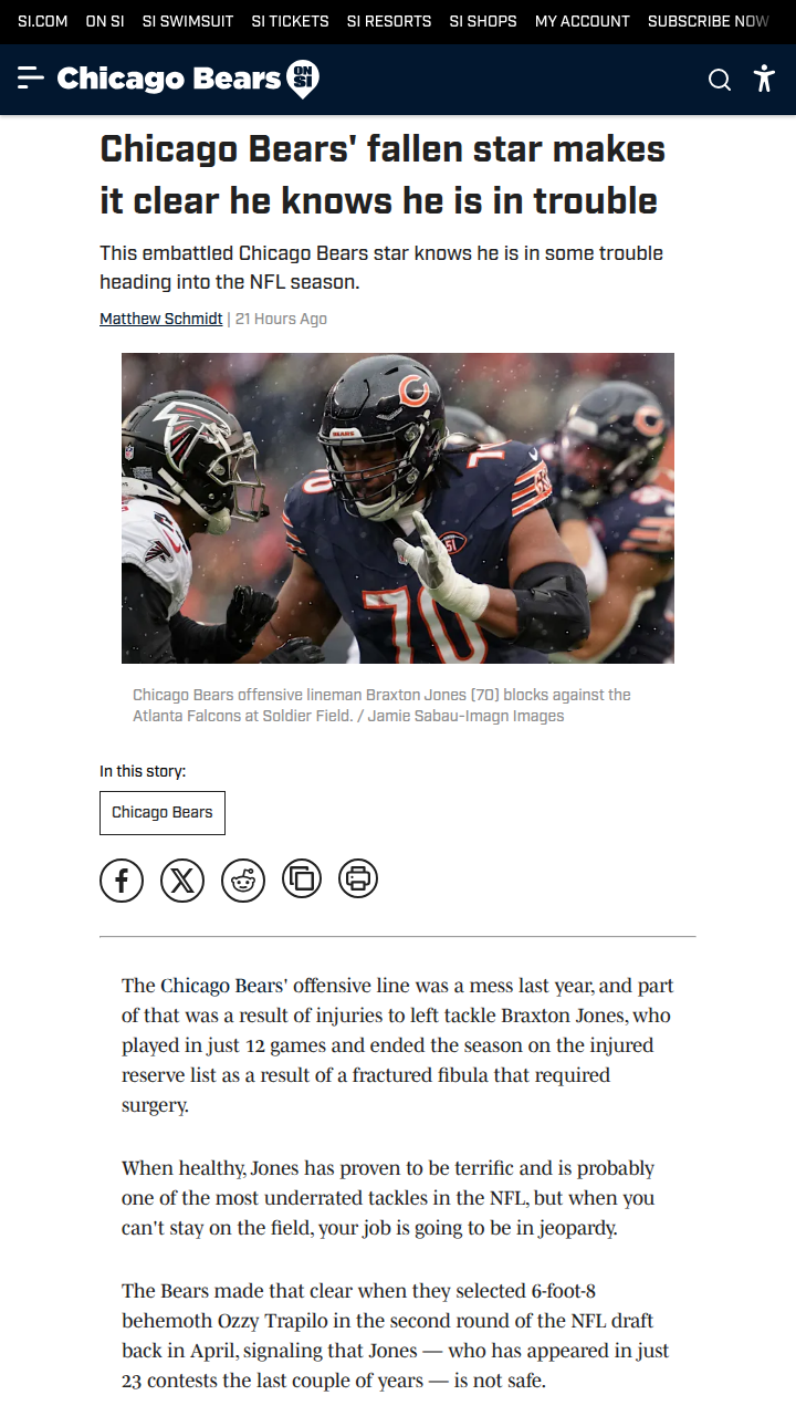 Chicago Bears’ left tackle battle heats up