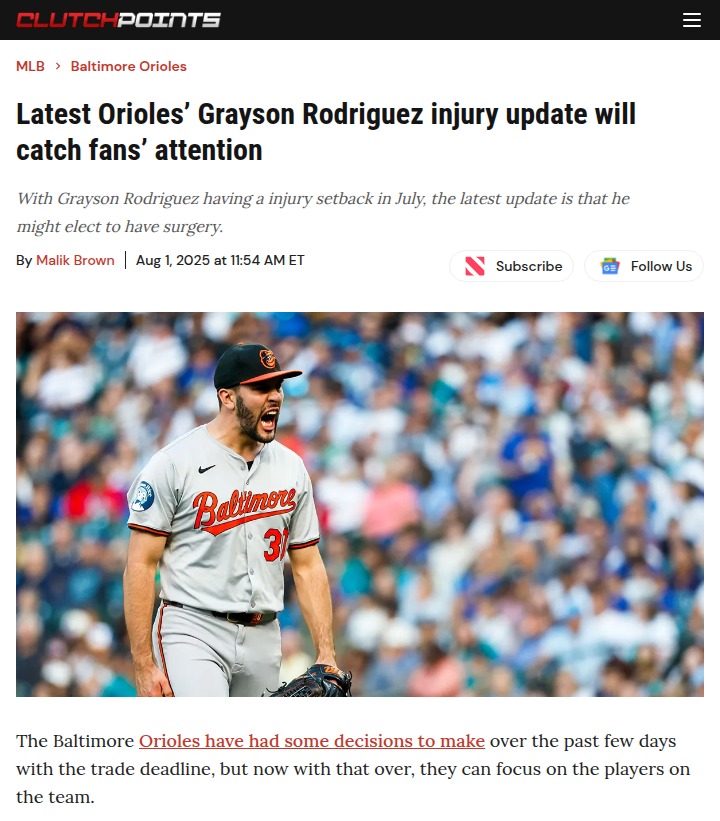 Orioles face tough call on Grayson Rodriguez