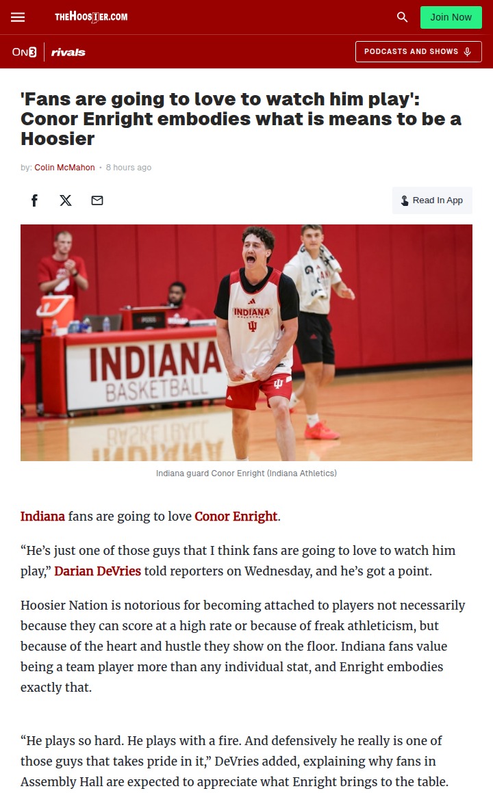Why Indiana hoops fans will love Conor Enright