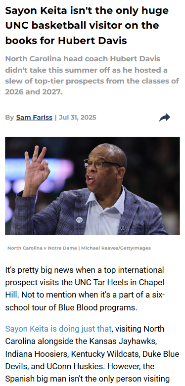 UNC Hoops: Blue Chip Visitors Heat Up Rivalries