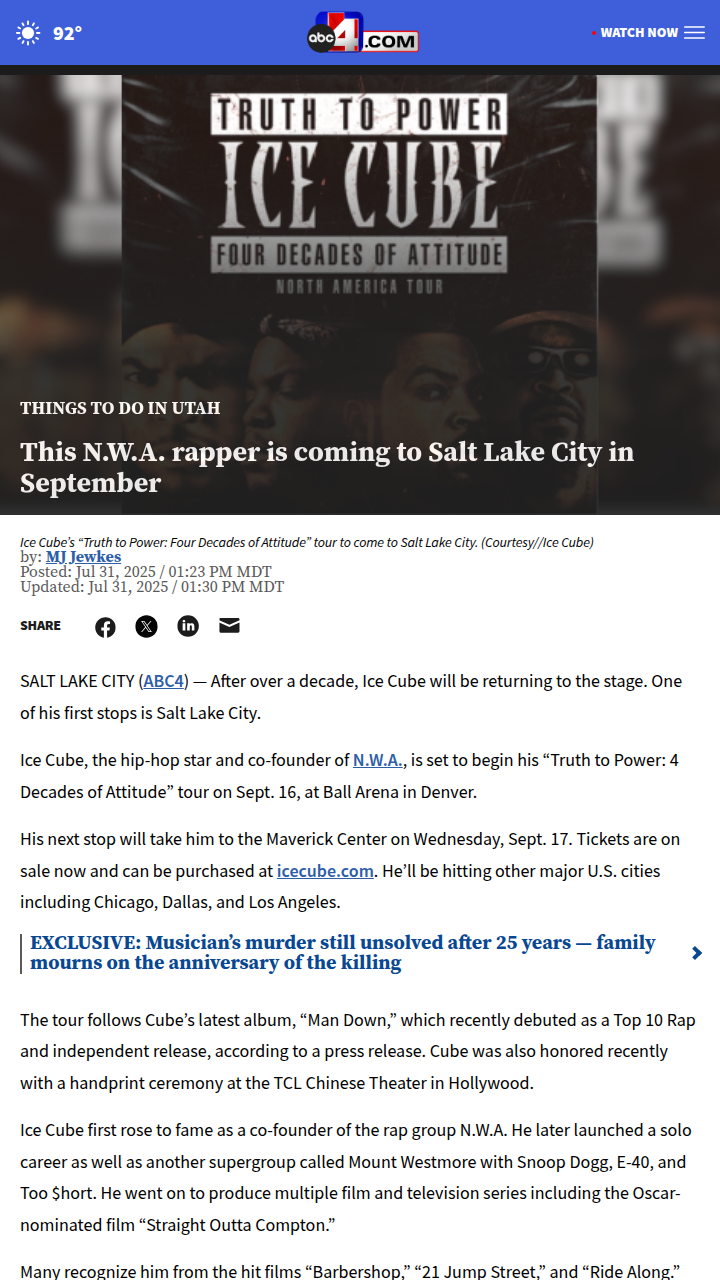 Ice Cube brings hip-hop legends to SLC