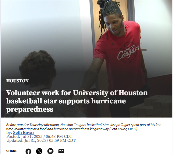 Houston star athlete steps up for hurricane prep