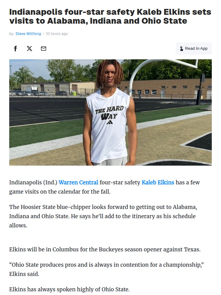 Elkins Eyes Buckeyes vs. Texas Opener