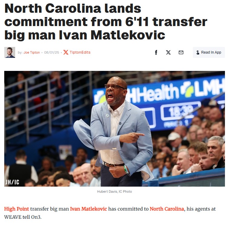 UNC hoops adds size, but is a bigger move coming?
