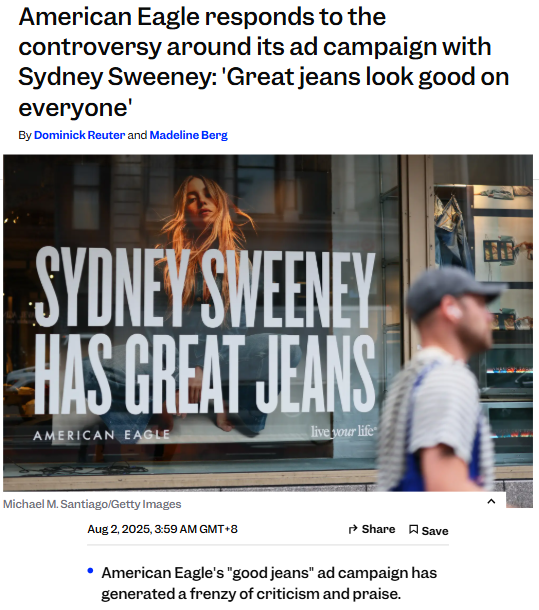 Sydney Sweeney’s Jeans Ad Sparks Debate