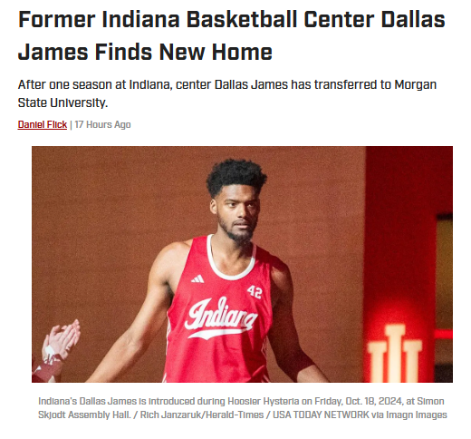 Indiana’s Dallas James heads to Morgan State