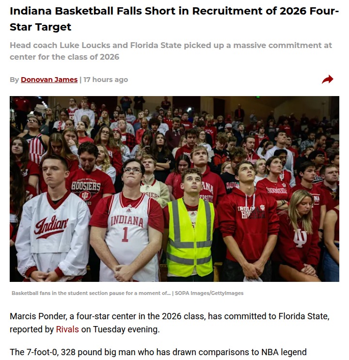 Hoosiers Miss Out on Shaq-Like Recruit
