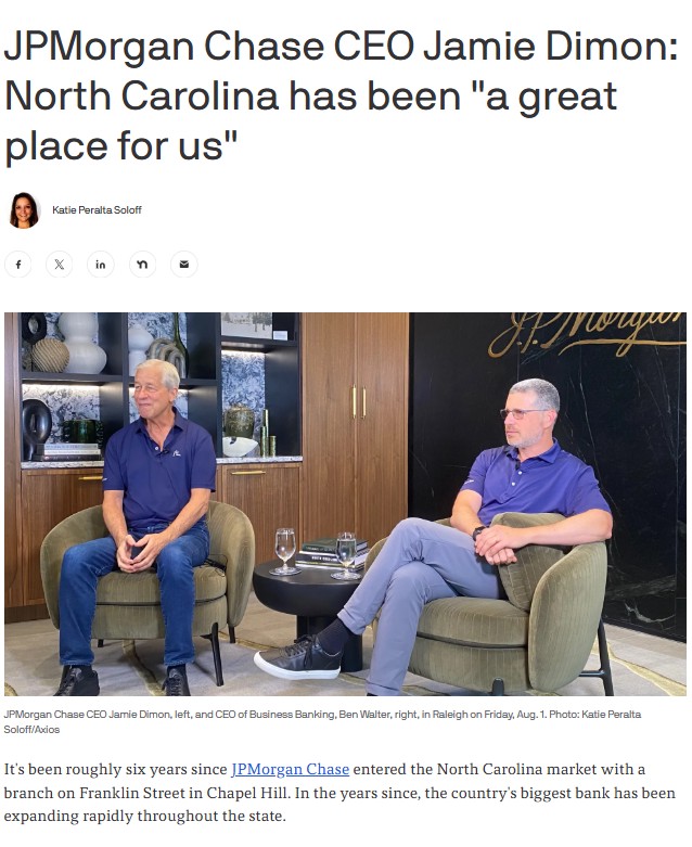 JPMorgan Chase bets big on North Carolina