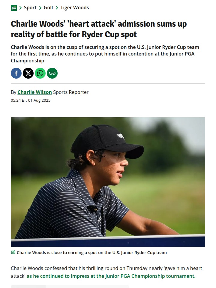 Charlie Woods Chases Junior Ryder Cup Dream