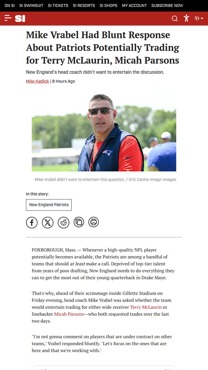 Patriots fans react to Vrabel’s trade stance