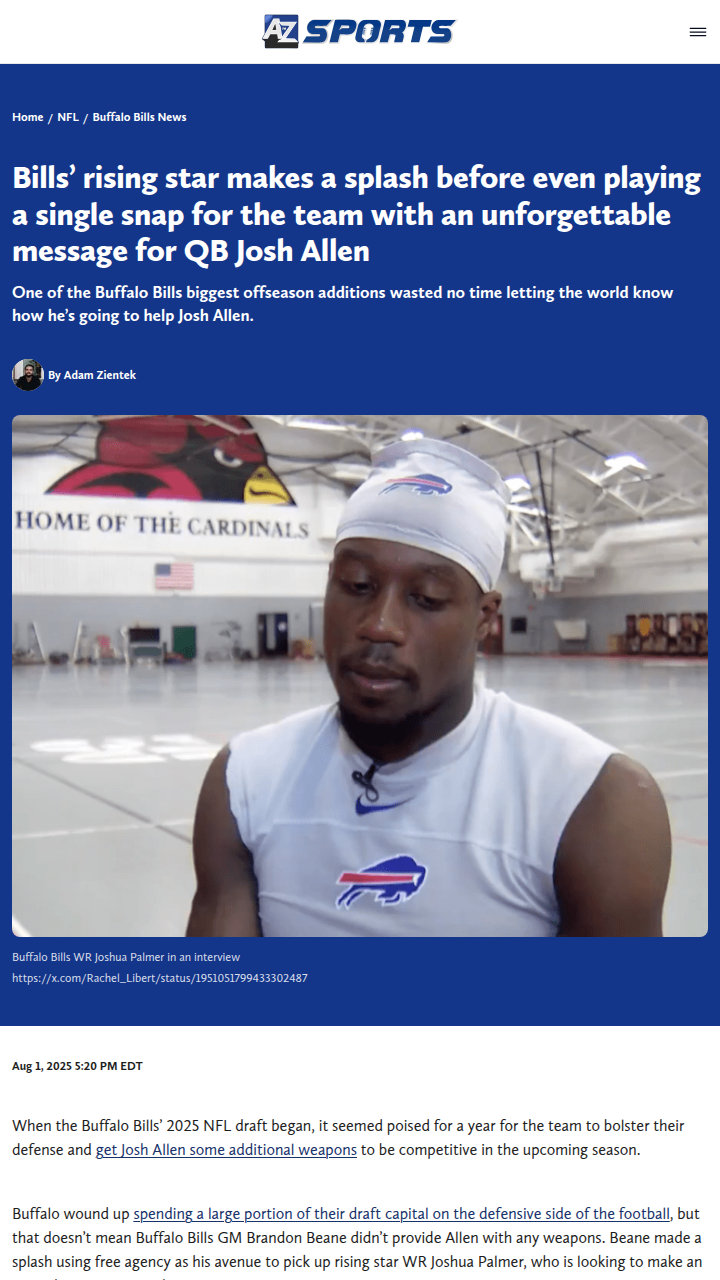 Buffalo’s new WR is all in for Josh Allen