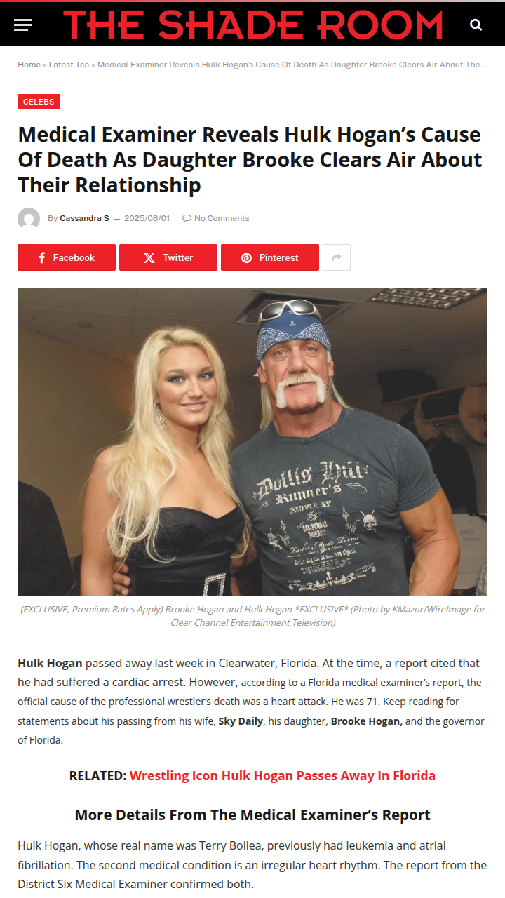 Hulk Hogan’s Cause of Death Revealed