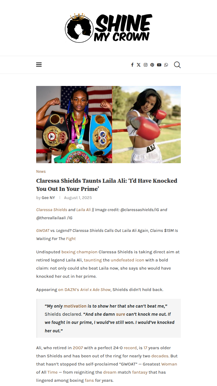 Shields vs Ali: GWOAT Debate Heats Up
