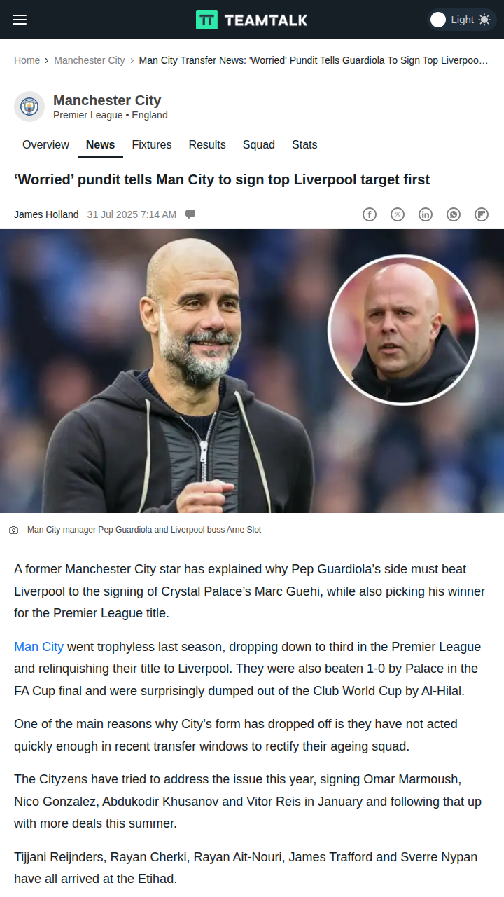 Cityzens vs Reds: Guehi Transfer Battle Heats Up
