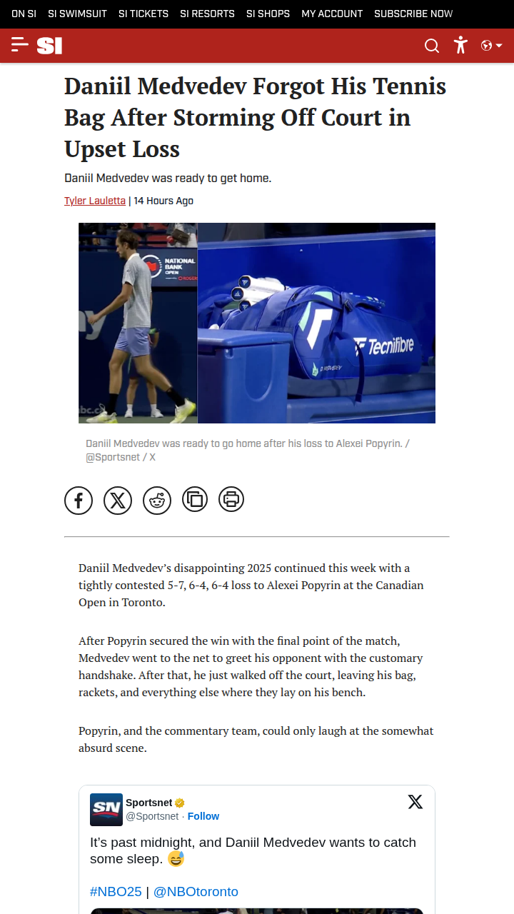 Medvedev’s Bag Blunder After Toronto Upset