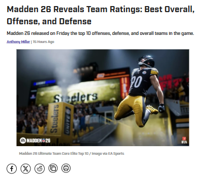 Madden 26 Team Ratings: Offense vs Defense