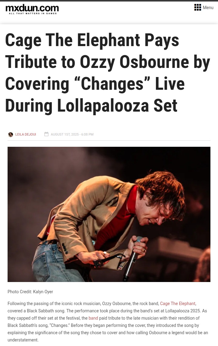 Cage The Elephant’s Ozzy Tribute at Lolla 🎸