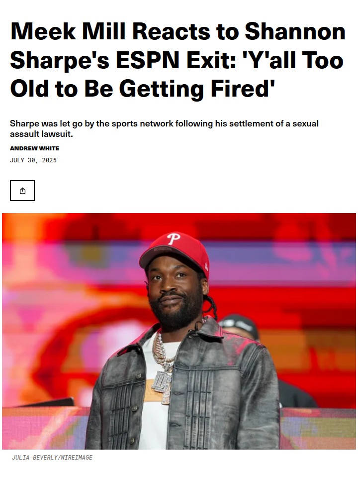 Meek Mill Shades ESPN Over Shannon Sharpe Firing 😳