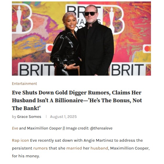 Eve Claps Back at Gold Digger Claims 💅