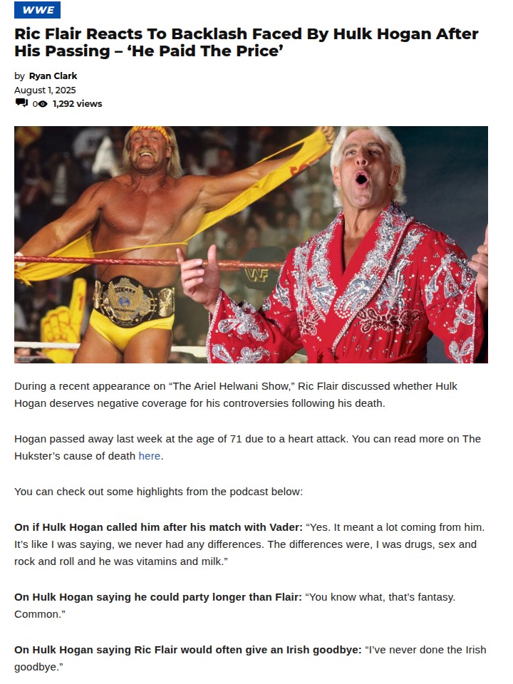 Flair Defends The Hukster’s Legacy