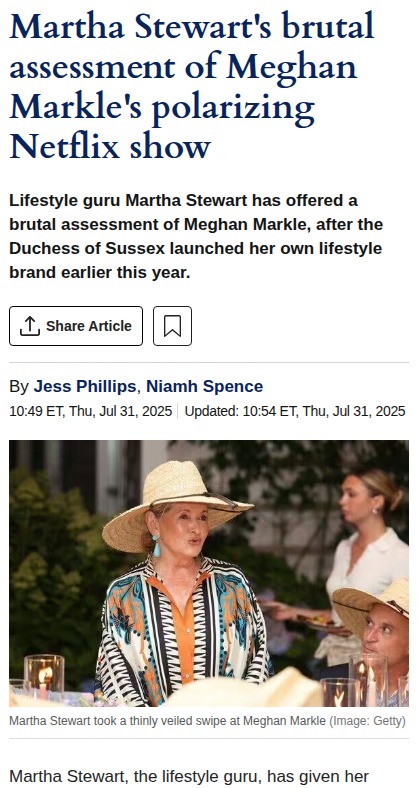 Martha Stewart Throws Shade at Meghan's Show 👀