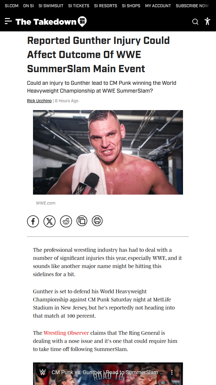Gunther’s Injury Shakes Up SummerSlam 2025