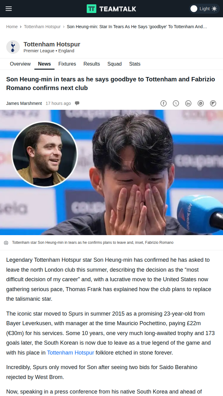 Sonny Says Goodbye: End of an Era at Spurs