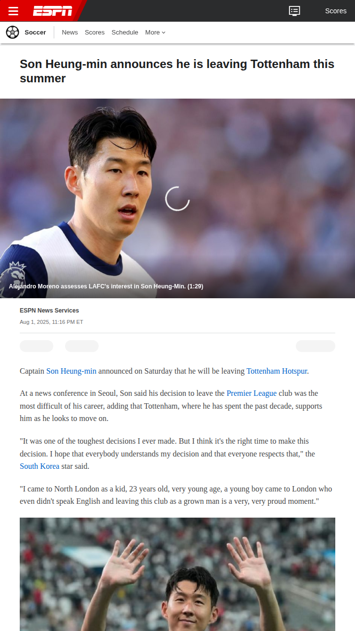 Sonny Bids Farewell to Spurs Nation