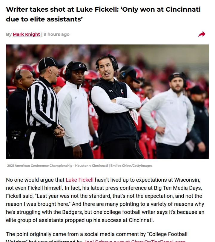Did Fickell’s Cincy Magic Belong to His Staff?