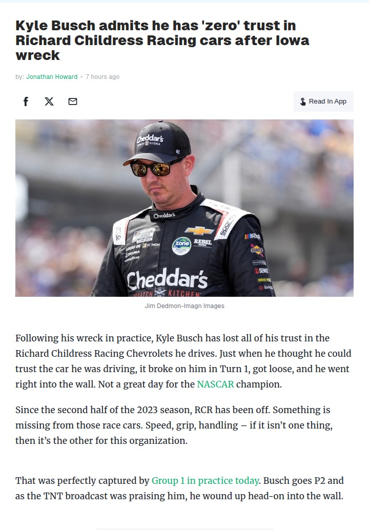 Busch’s Trust in RCR Hits Rock Bottom