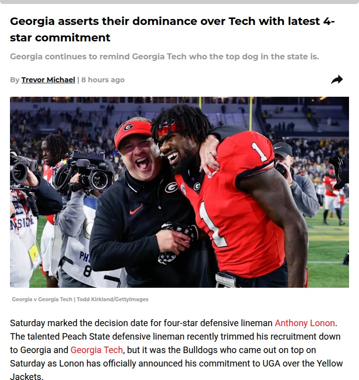 Georgia’s recruiting win shakes up college football