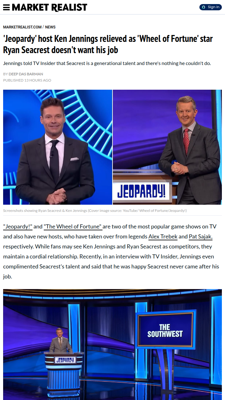 Ken Jennings Spills on Seacrest Rivalry 🤔