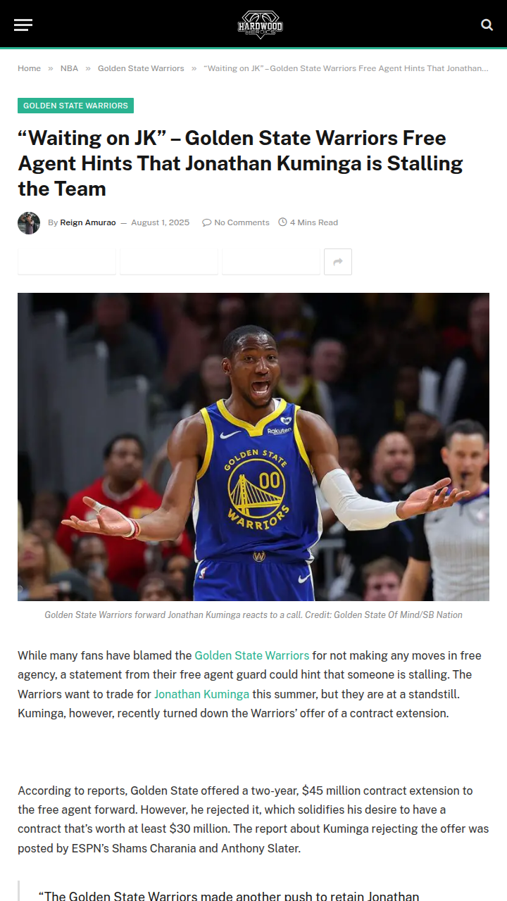 Jonathan Kuminga’s contract standoff shakes up Warriors’ summer
